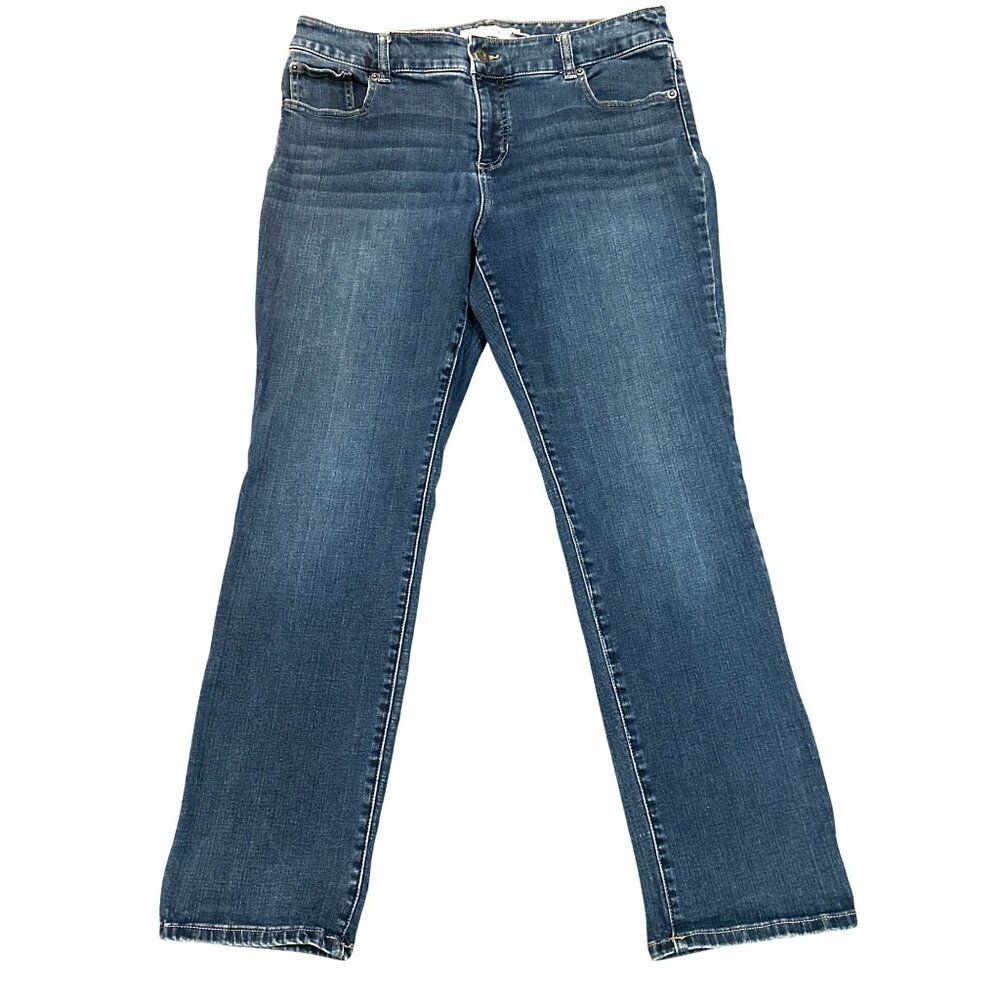 Chicos Platinum Denim Womens Jeans Size 2 Short Medium Wash Stretch Cotton Blend